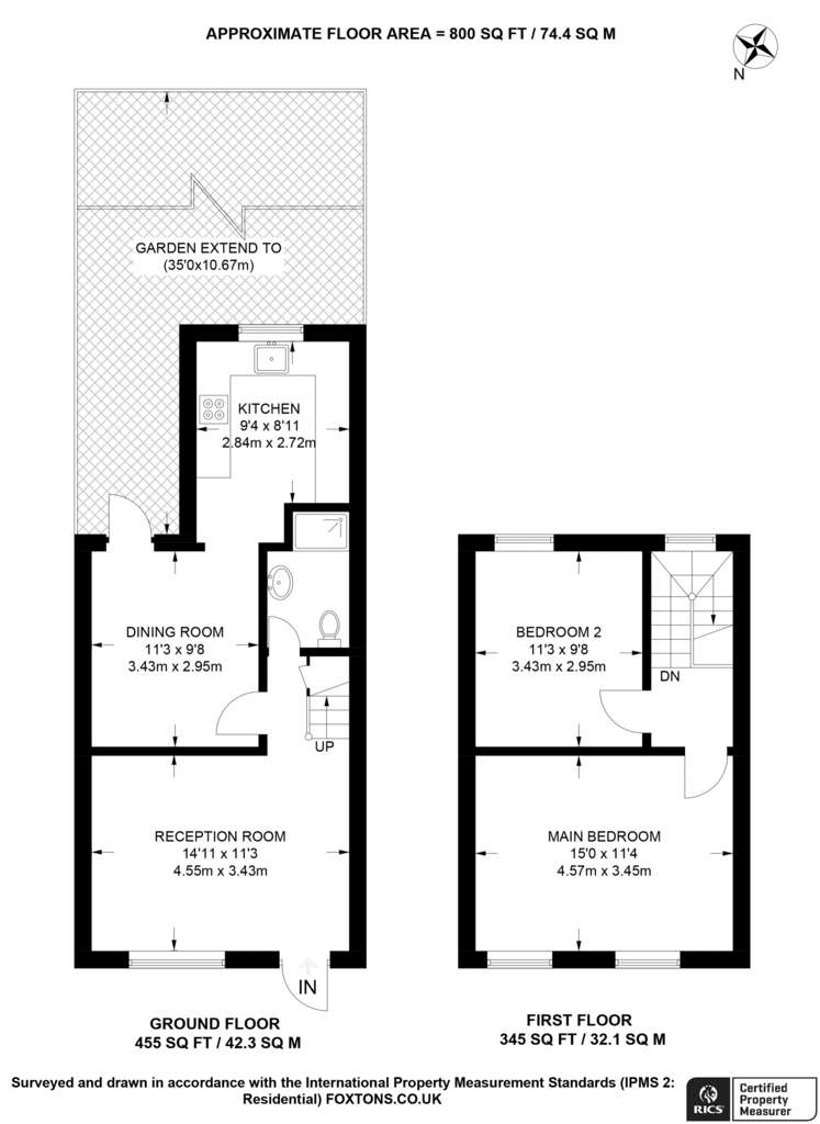 2 bedroom terraced house to rent - floorplan