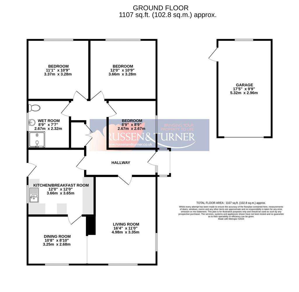 3 bedroom detached bungalow for sale - floorplan