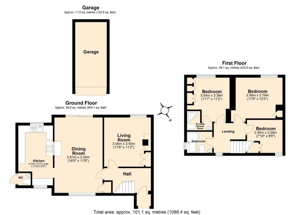 3 bedroom semi-detached house for sale - floorplan