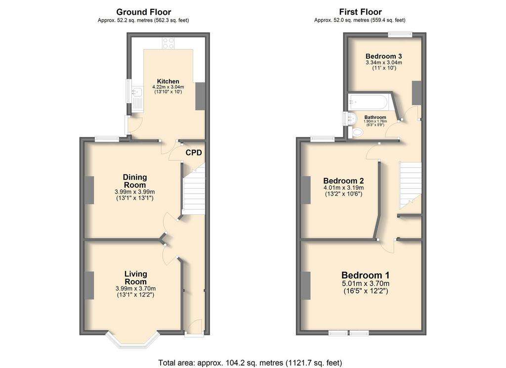 3 bedroom semi-detached house for sale - floorplan