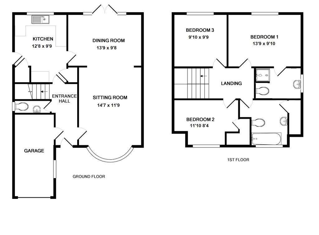 3 bedroom detached house for sale - floorplan