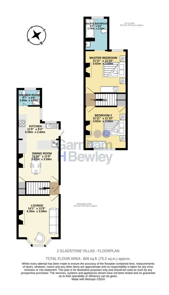 2 bedroom semi-detached house for sale - floorplan