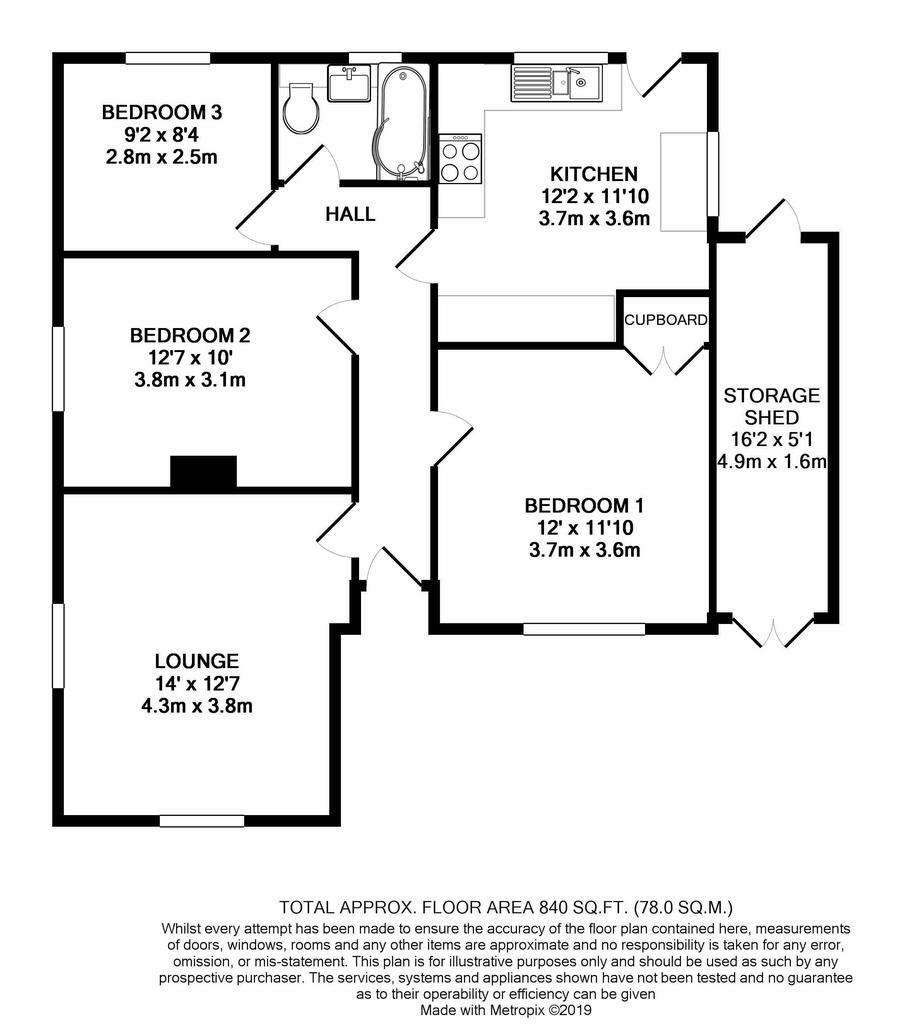 3 bedroom detached bungalow to rent - floorplan