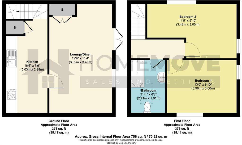 2 bedroom semi-detached house for sale - floorplan