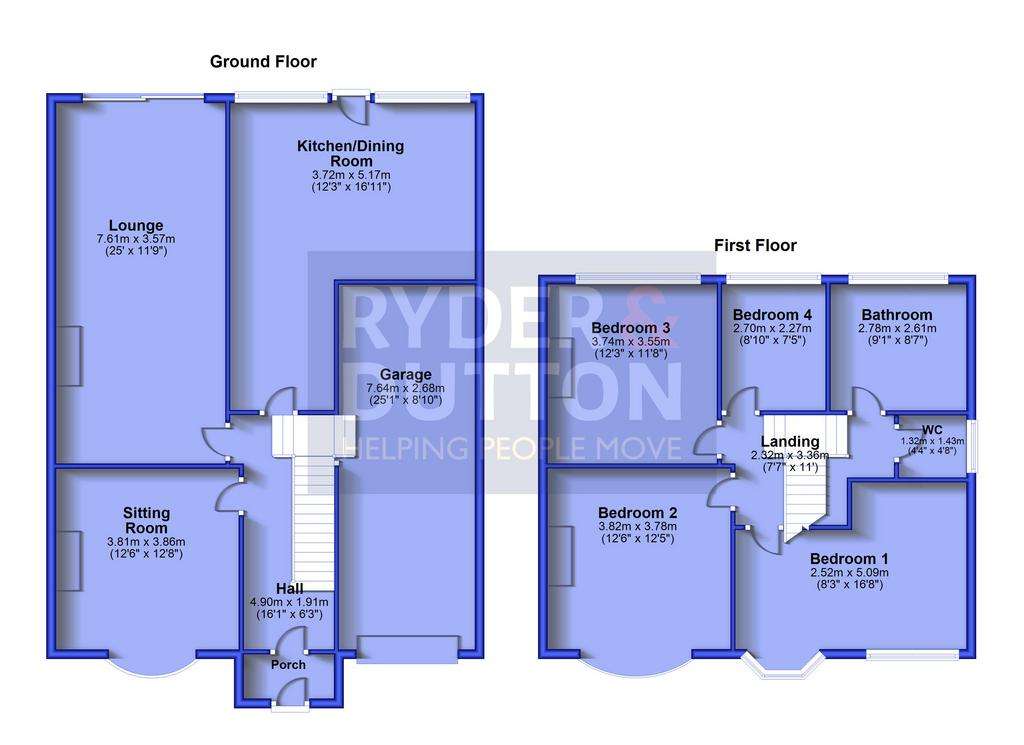 4 bedroom semi-detached house for sale - floorplan