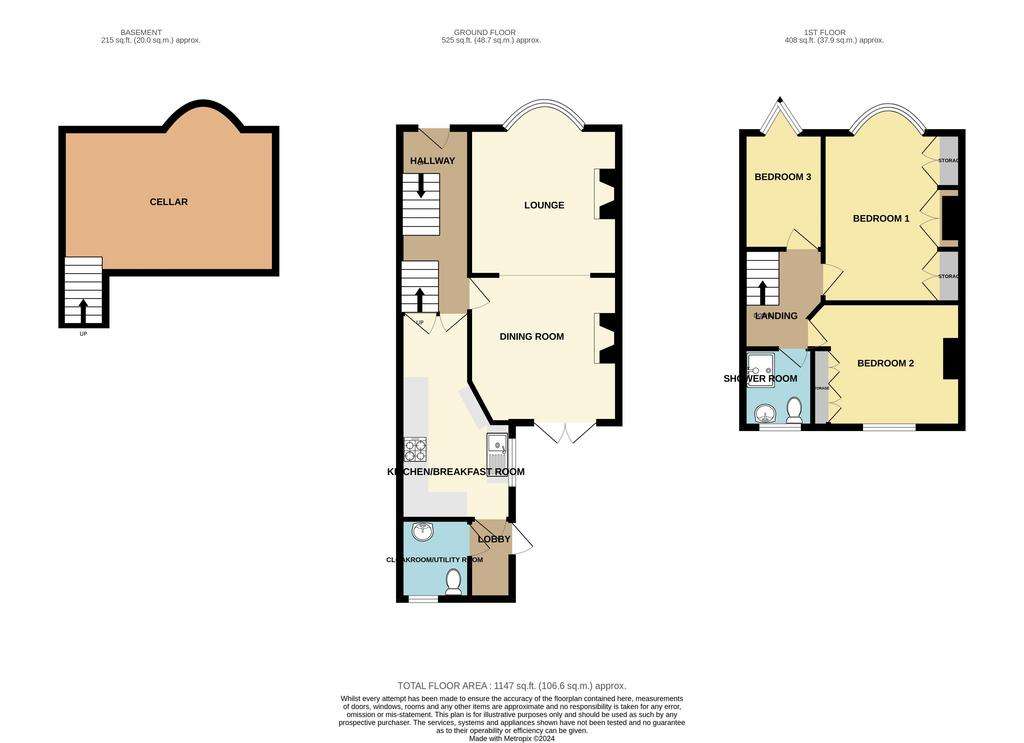 3 bedroom terraced house for sale - floorplan