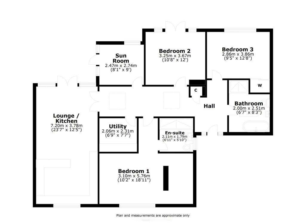 3 bedroom semi-detached bungalow for sale - floorplan