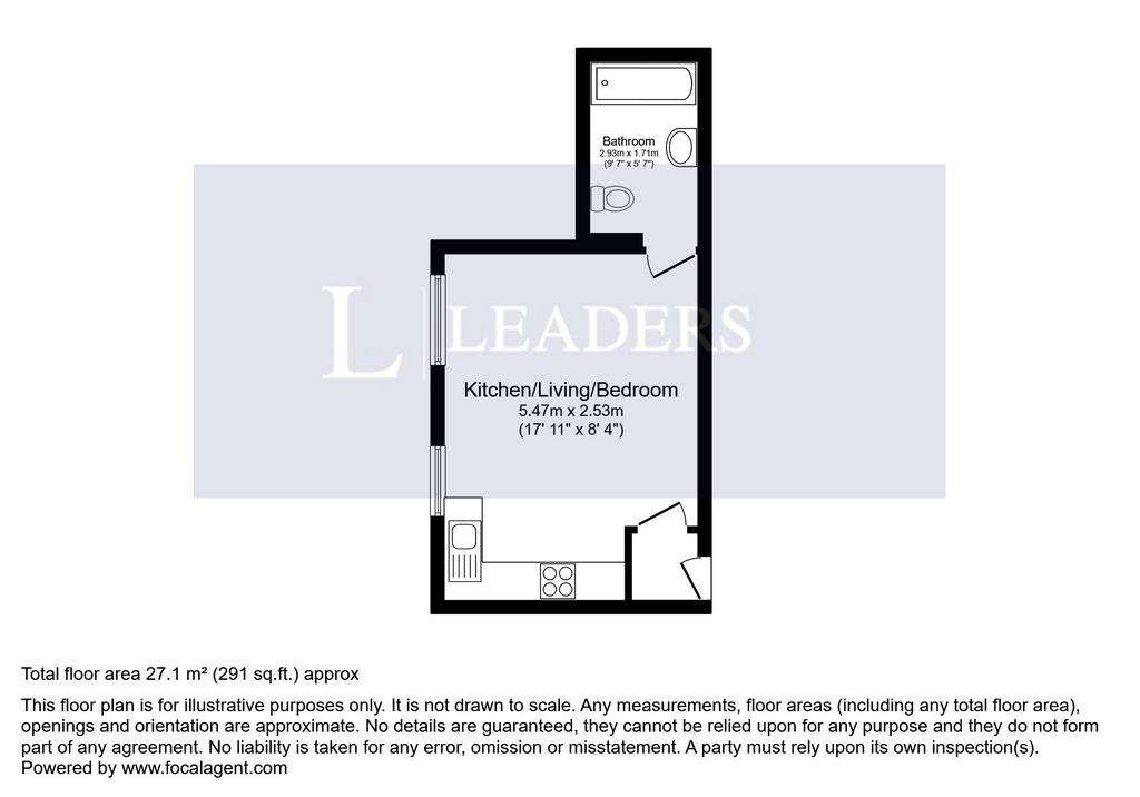 Studio flat to rent - floorplan