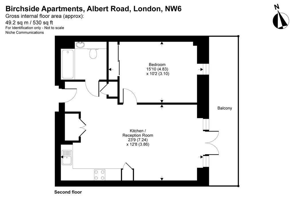 1 bedroom flat to rent - floorplan