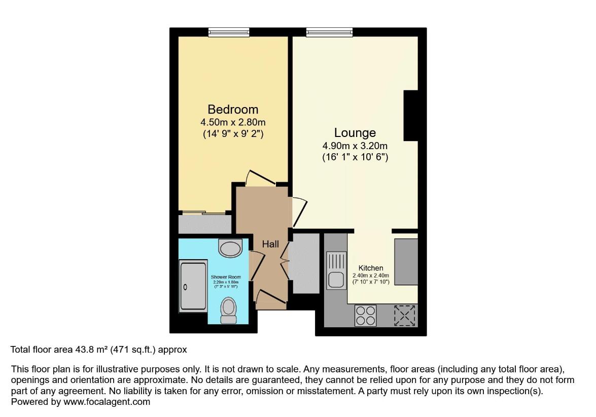 1 bedroom bungalow for sale - floorplan