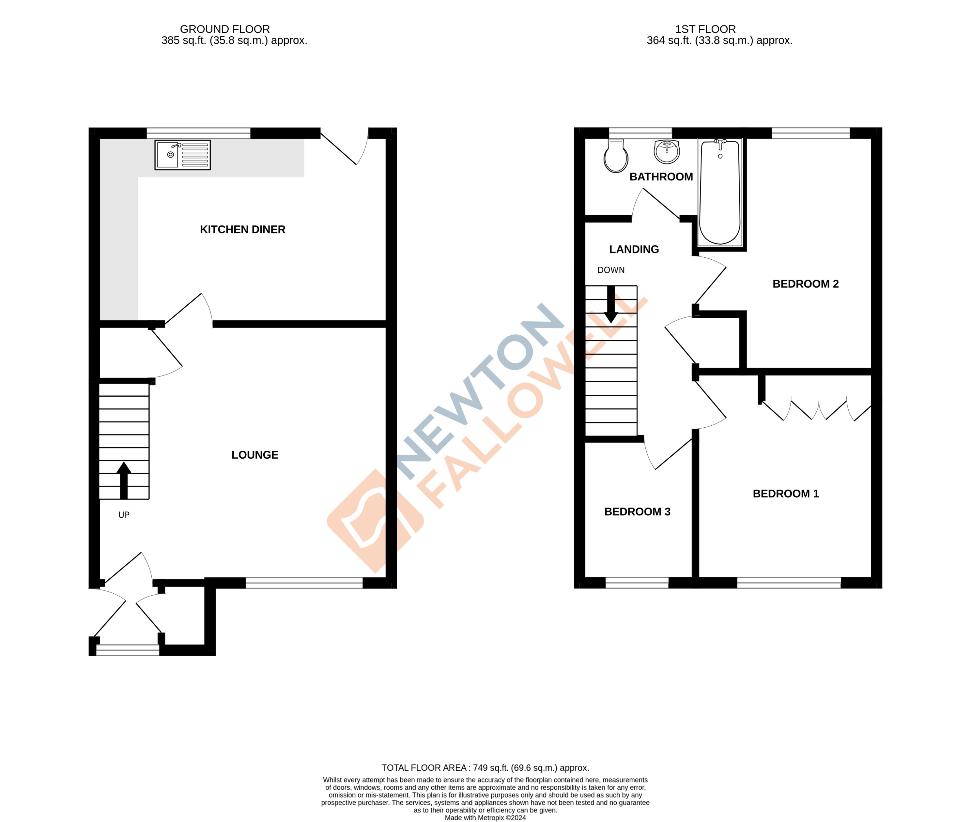 3 bedroom semi-detached house for sale - floorplan