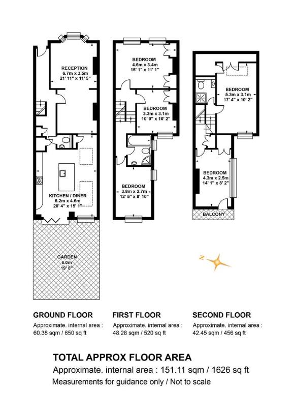 5 bedroom terraced house for sale - floorplan