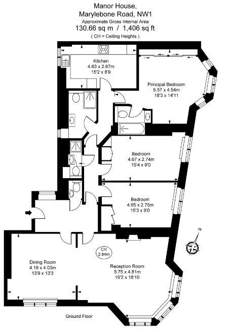 3 bedroom flat for sale - floorplan