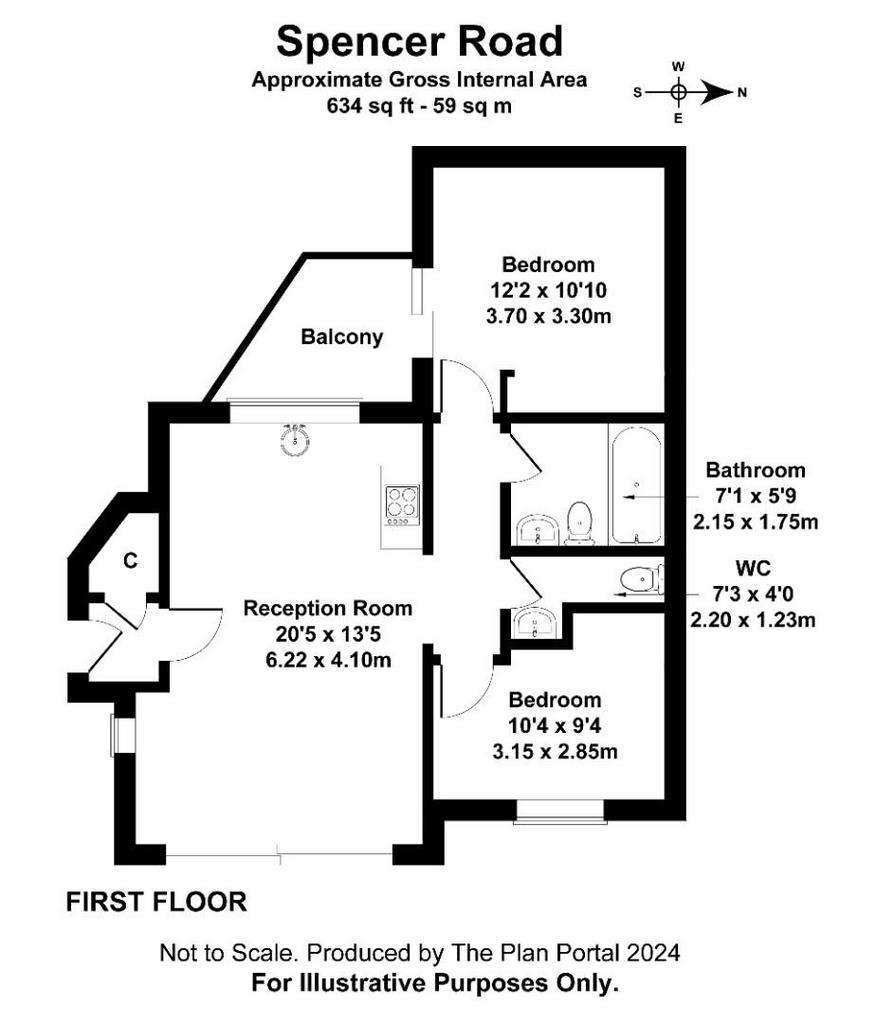 2 bedroom flat to rent - floorplan