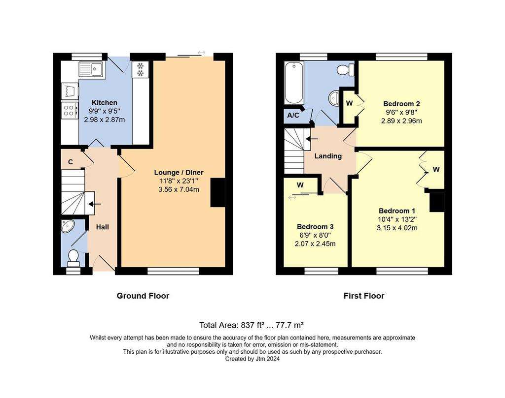 3 bedroom terraced house for sale - floorplan