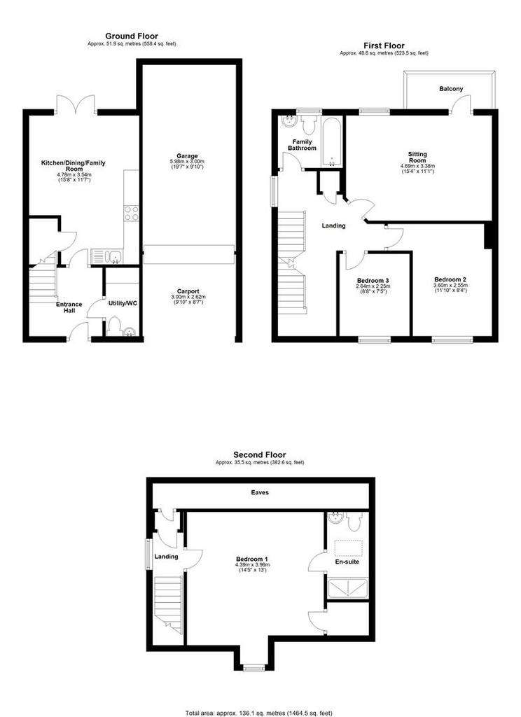 3 bedroom semi-detached house for sale - floorplan