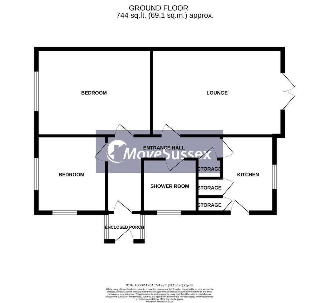 2 bedroom bungalow for sale - floorplan