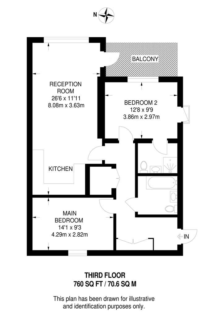 2 bedroom flat to rent - floorplan