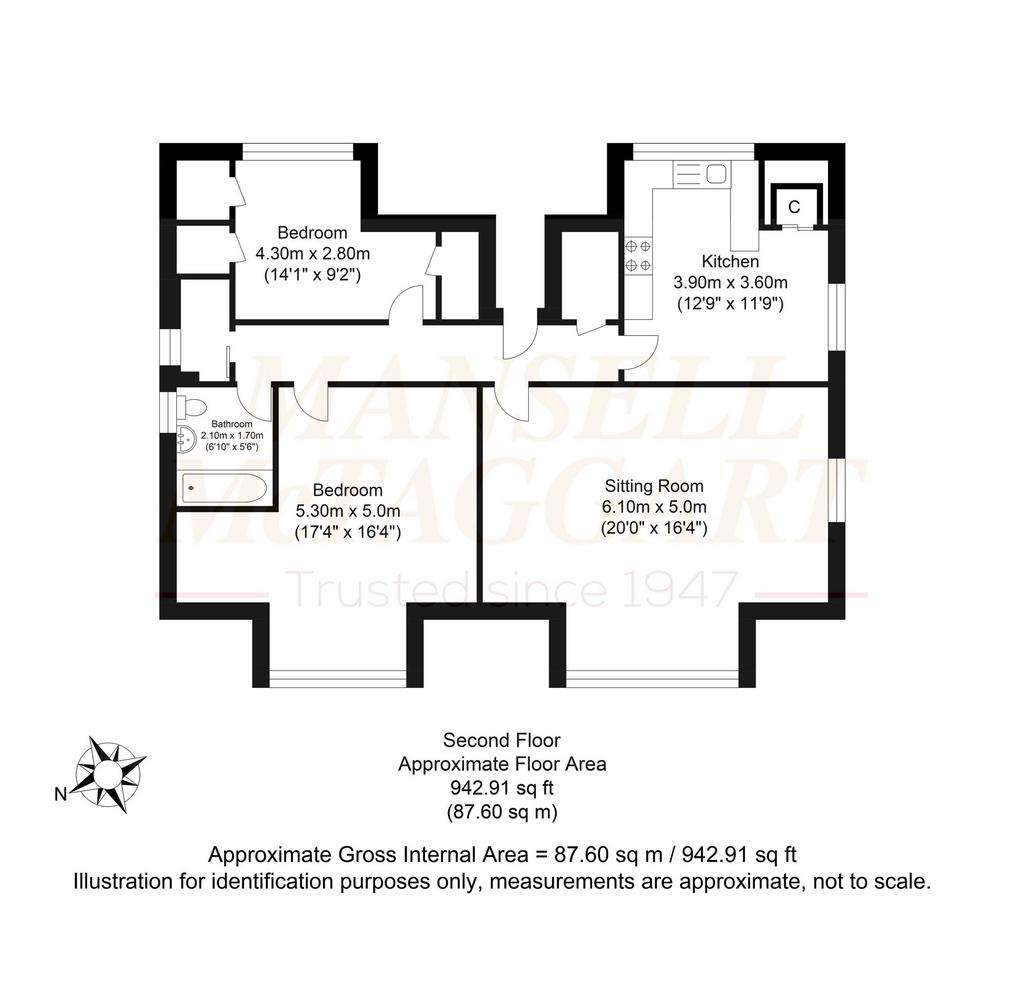 2 bedroom flat for sale - floorplan