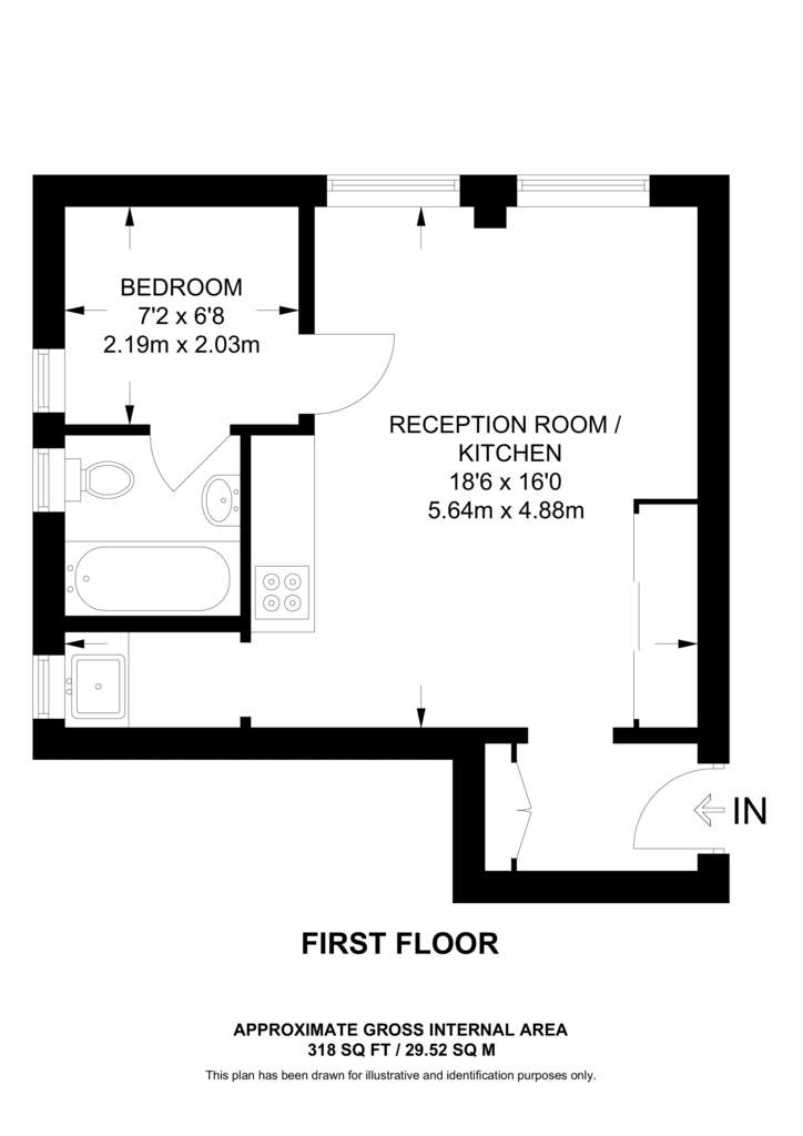 1 bedroom flat to rent - floorplan