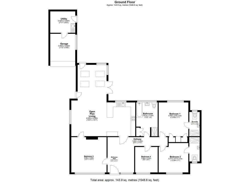 4 bedroom bungalow for sale - floorplan