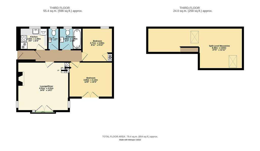 2 bedroom flat to rent - floorplan