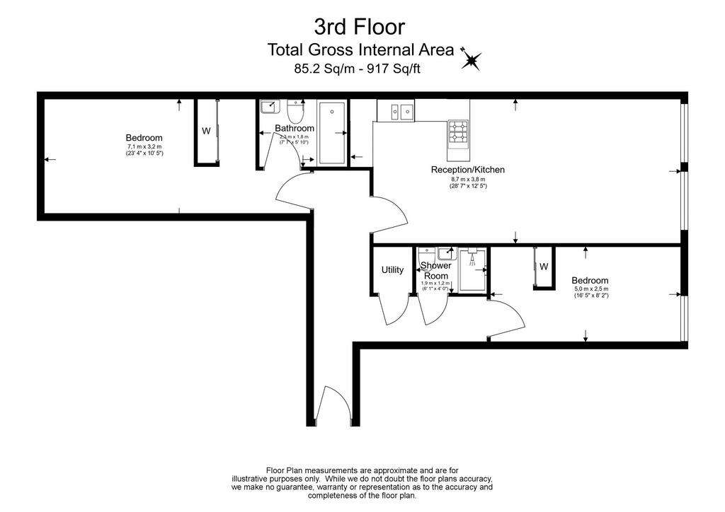 2 bedroom flat to rent - floorplan