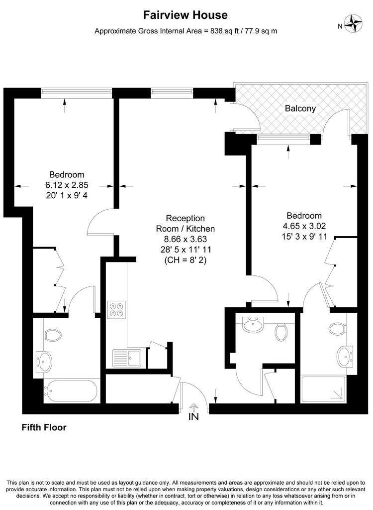 2 bedroom flat to rent - floorplan