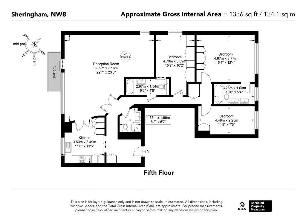 3 bedroom flat to rent - floorplan