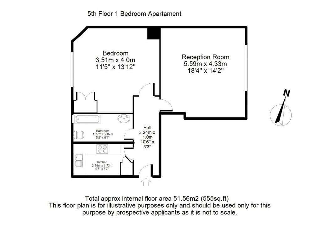 1 bedroom flat to rent - floorplan