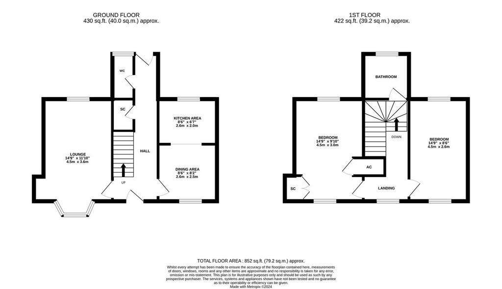 2 bedroom terraced house for sale - floorplan