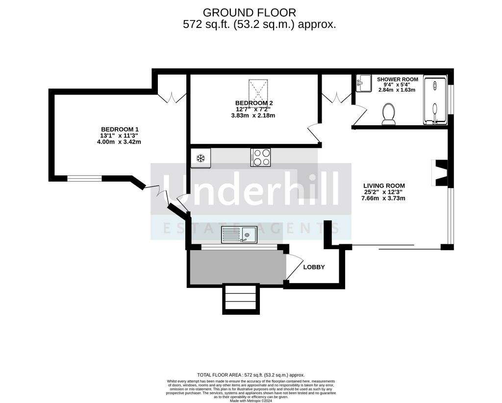 2 bedroom park home for sale - floorplan