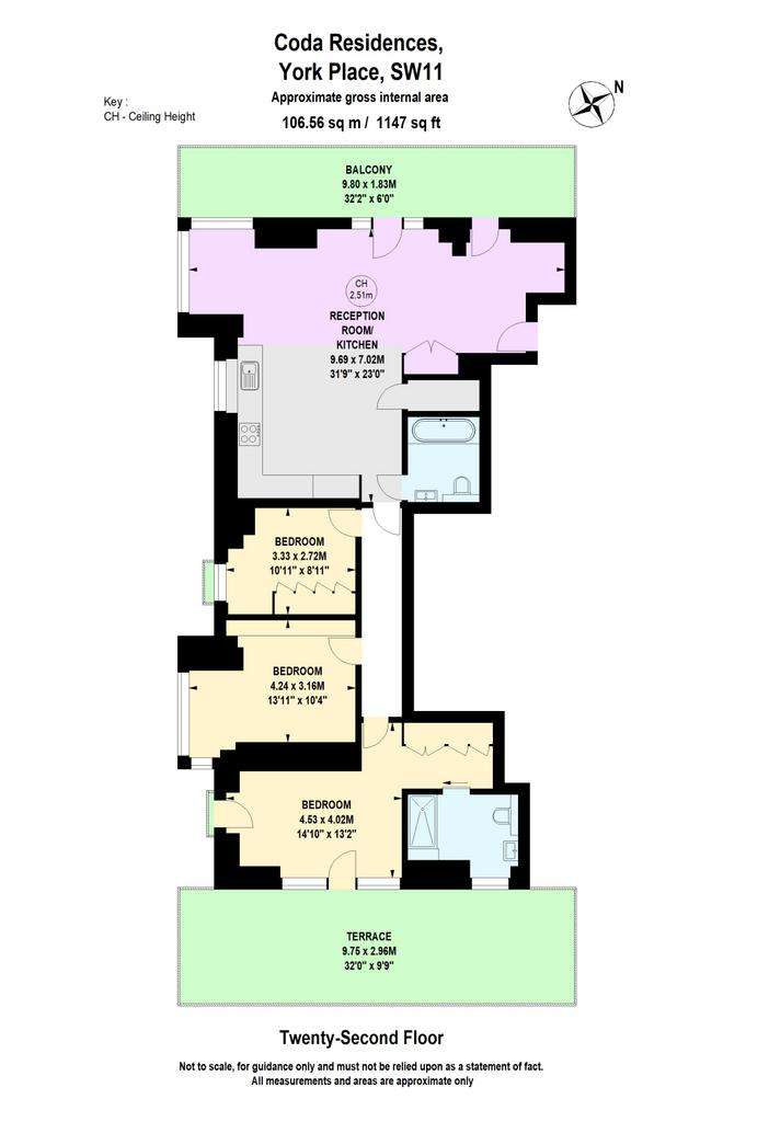 3 bedroom flat to rent - floorplan