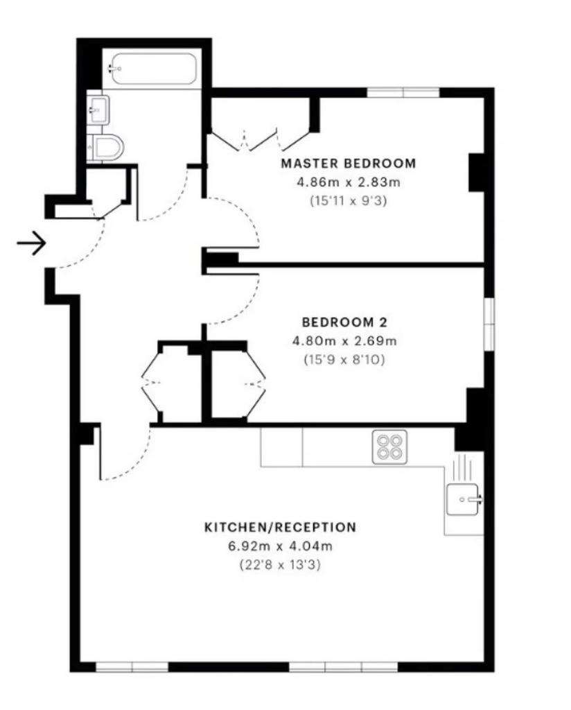 2 bedroom flat to rent - floorplan