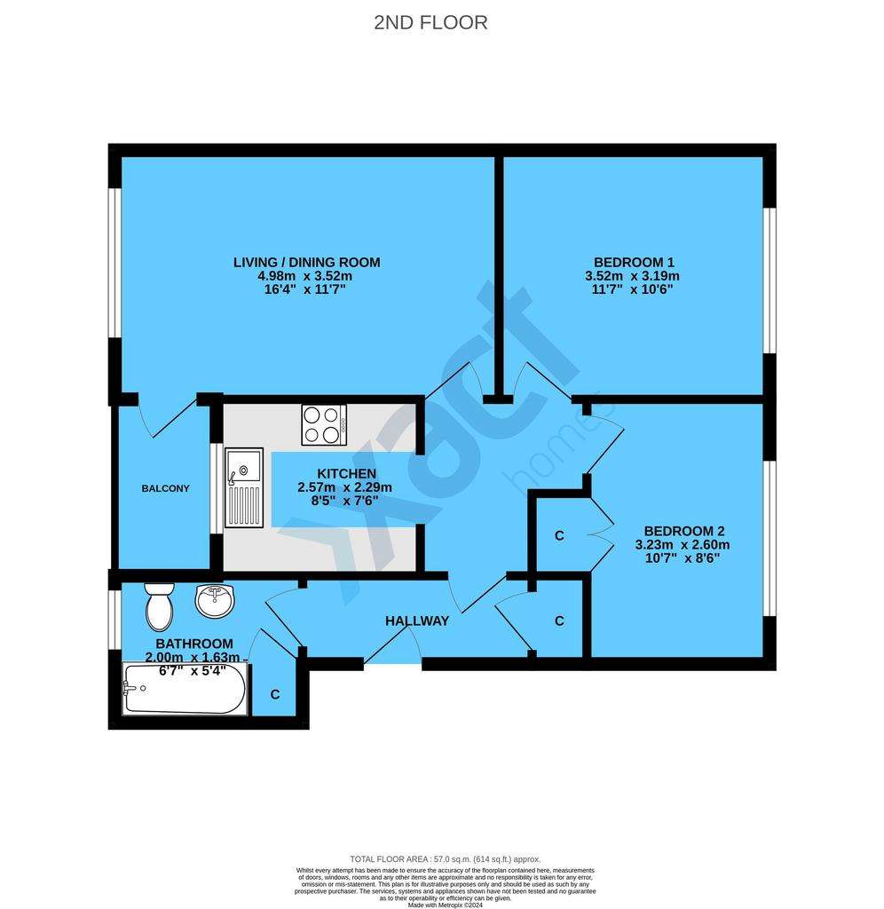 2 bedroom flat for sale - floorplan