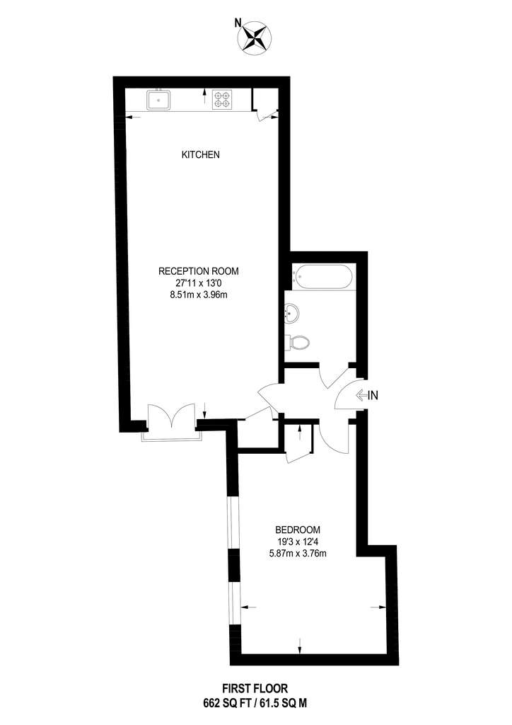 1 bedroom flat to rent - floorplan