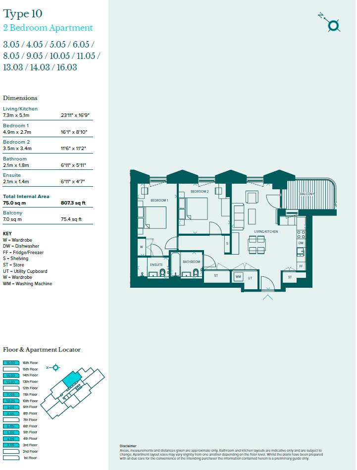 2 bedroom flat for sale - floorplan