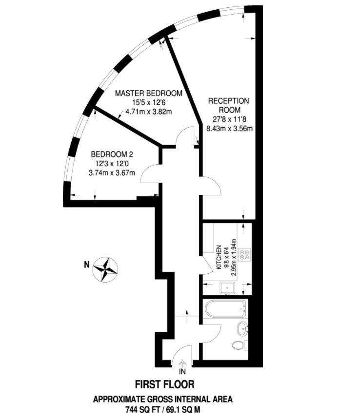 2 bedroom flat to rent - floorplan