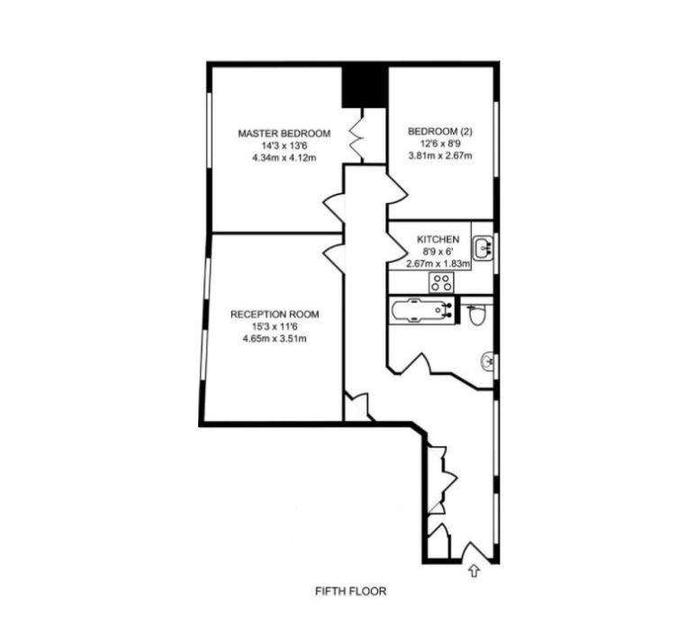 2 bedroom flat to rent - floorplan