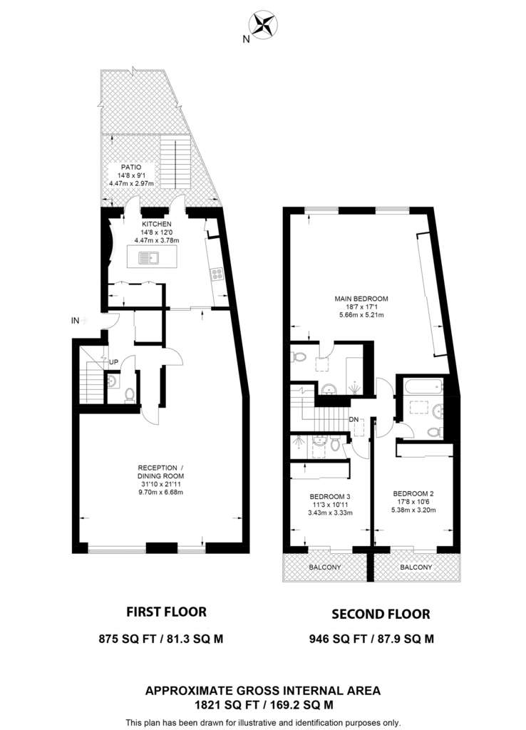 3 bedroom flat to rent - floorplan