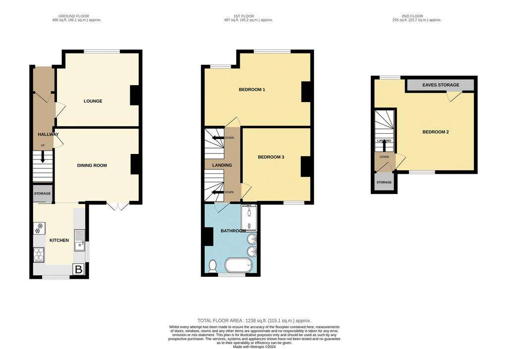 3 bedroom terraced house for sale - floorplan