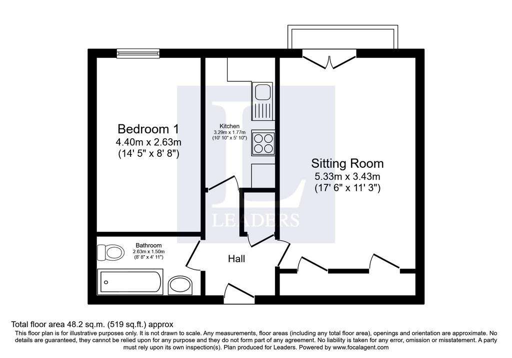 1 bedroom flat to rent - floorplan