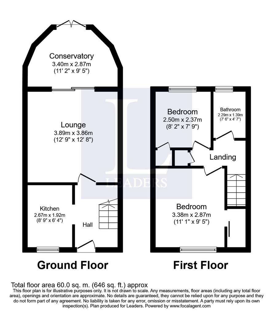 2 bedroom terraced house to rent - floorplan