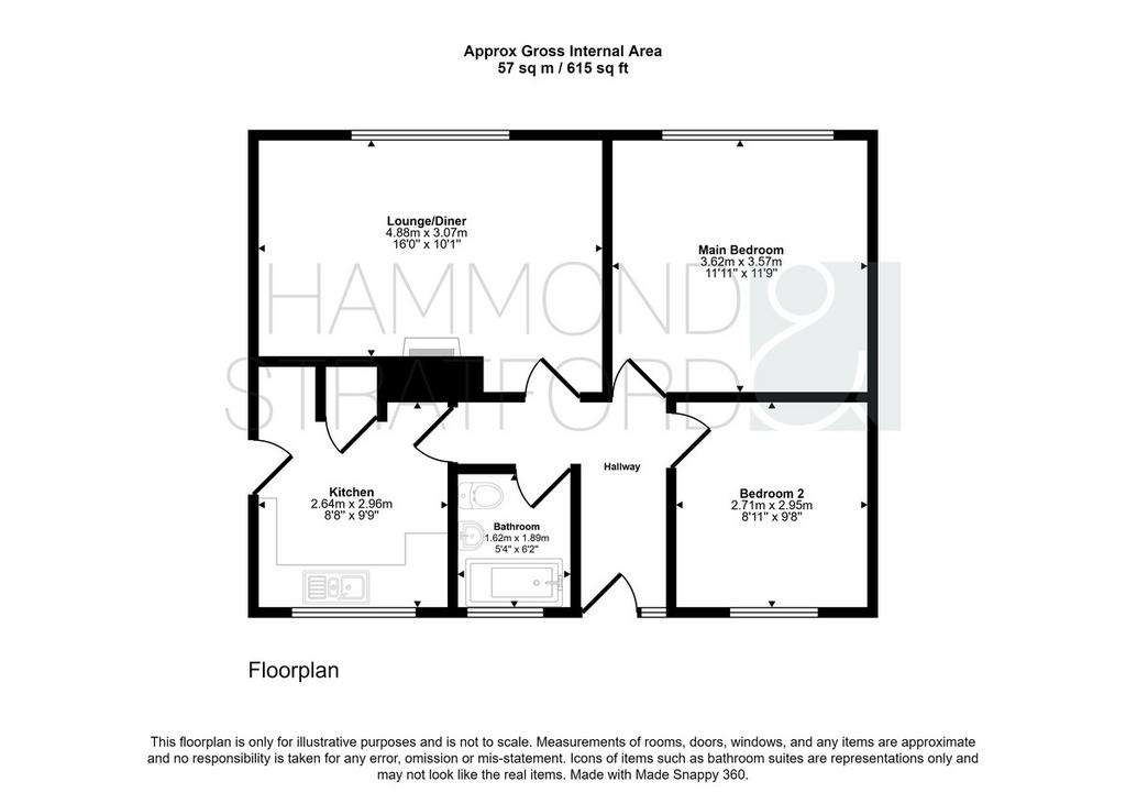 2 bedroom detached bungalow for sale - floorplan