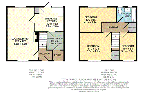 3 bedroom terraced house to rent - floorplan