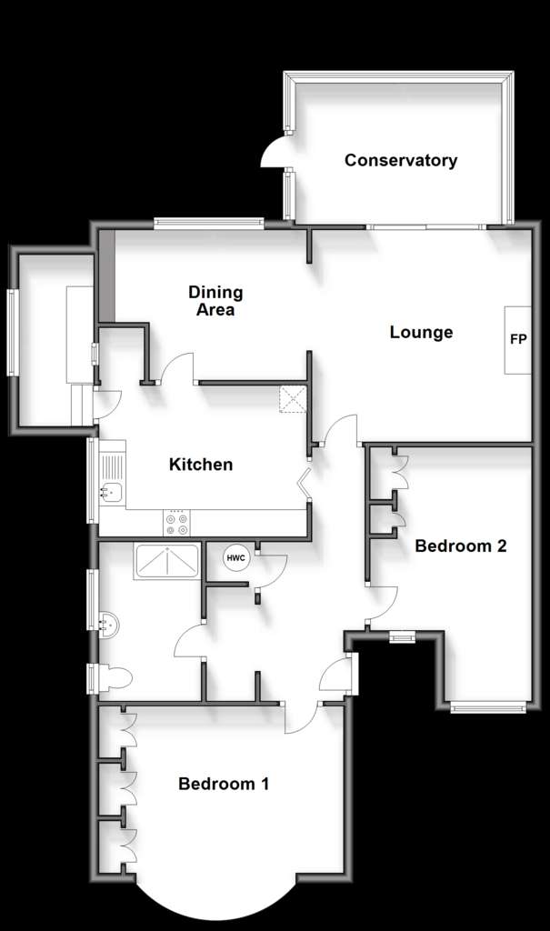 2 bedroom semi-detached bungalow for sale - floorplan