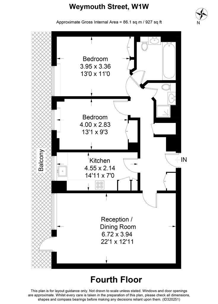 2 bedroom flat to rent - floorplan