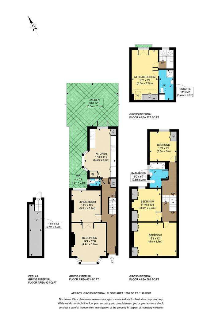 4 bedroom terraced house to rent - floorplan