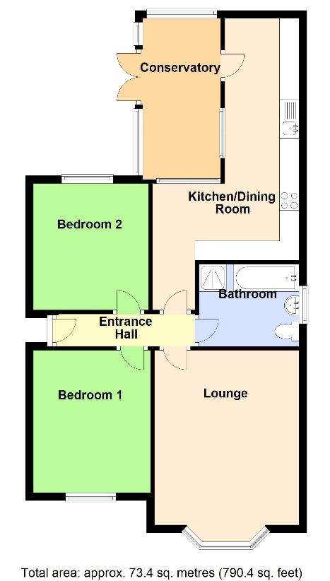 2 bedroom bungalow for sale - floorplan