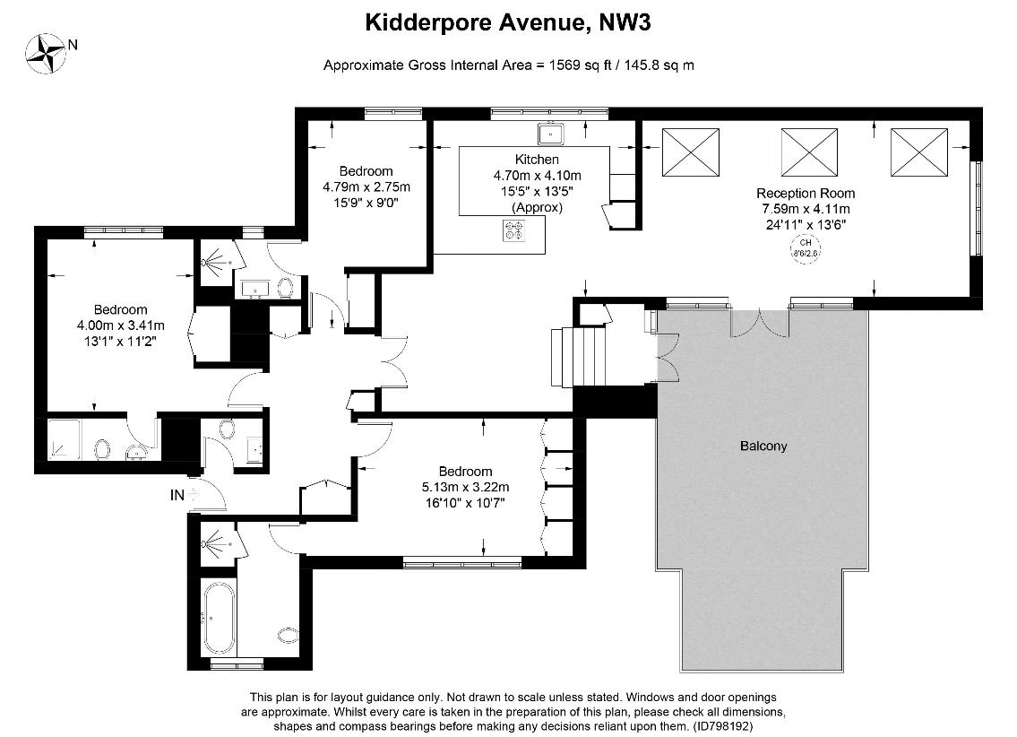 3 bedroom flat for sale - floorplan